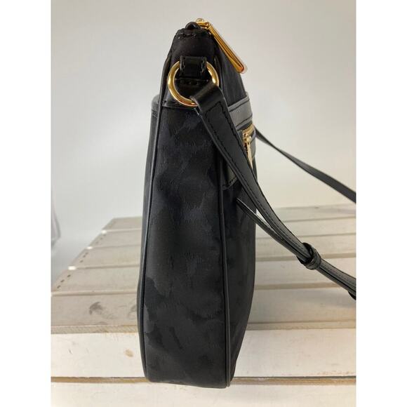 MICHAEL KORS, MEDIUM BLACK NYLON ANIMAL PRINT CROSSBODY BAG - Picture 3 of 12